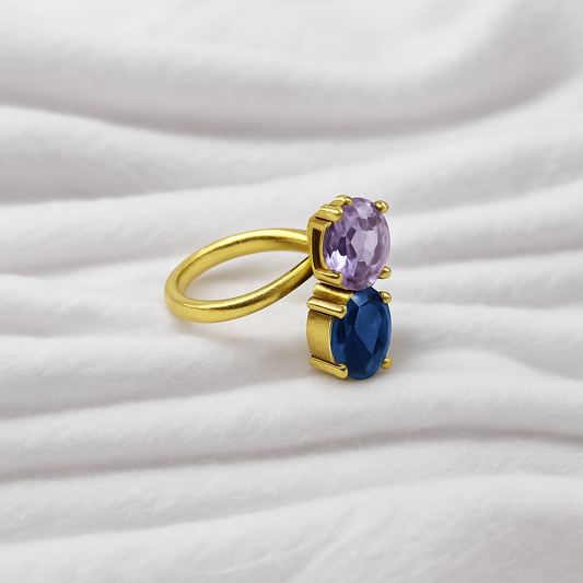 Duo Oval Front Adjustable Ring RIN03-GLD