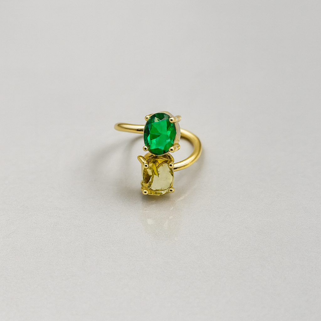 Duo Oval Front Adjustable Ring RIN03-GLD