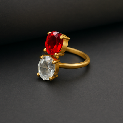 Duo Oval Front Adjustable Ring RIN03-GLD
