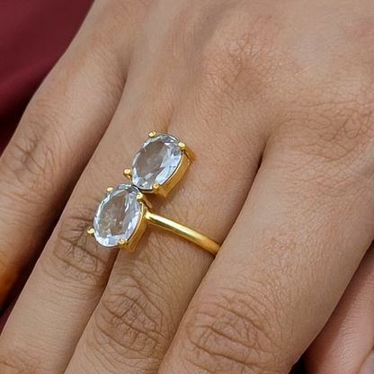 Duo Oval Front Adjustable Ring RIN03-GLD