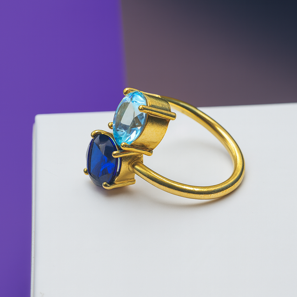 Duo Oval Front Adjustable Ring RIN03-GLD