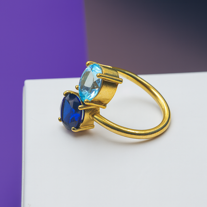 Duo Oval Front Adjustable Ring RIN03-GLD