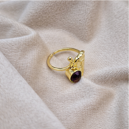 Skeleton Tree Stamp Druzy Ring RIN04-GLD