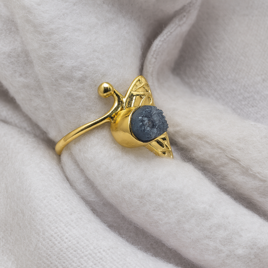 Skeleton Tree Stamp Druzy Ring RIN04-GLD
