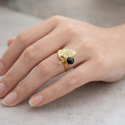 Skeleton Tree Stamp Druzy Ring RIN04-GLD