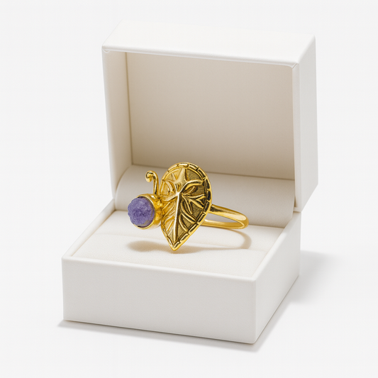Skeleton Tree Stamp Druzy Ring RIN04-GLD