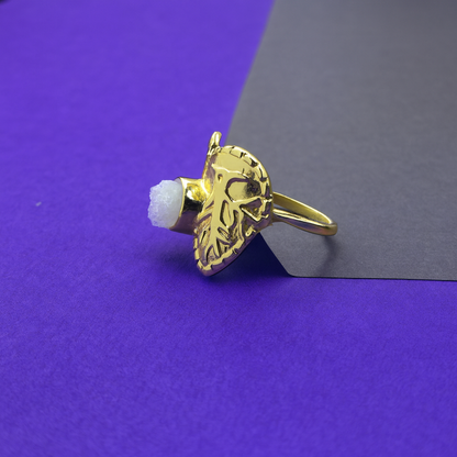 Skeleton Tree Stamp Druzy Ring RIN04-GLD