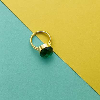 Checker Cut Gemstone Double Band Ring RIN05-GLD