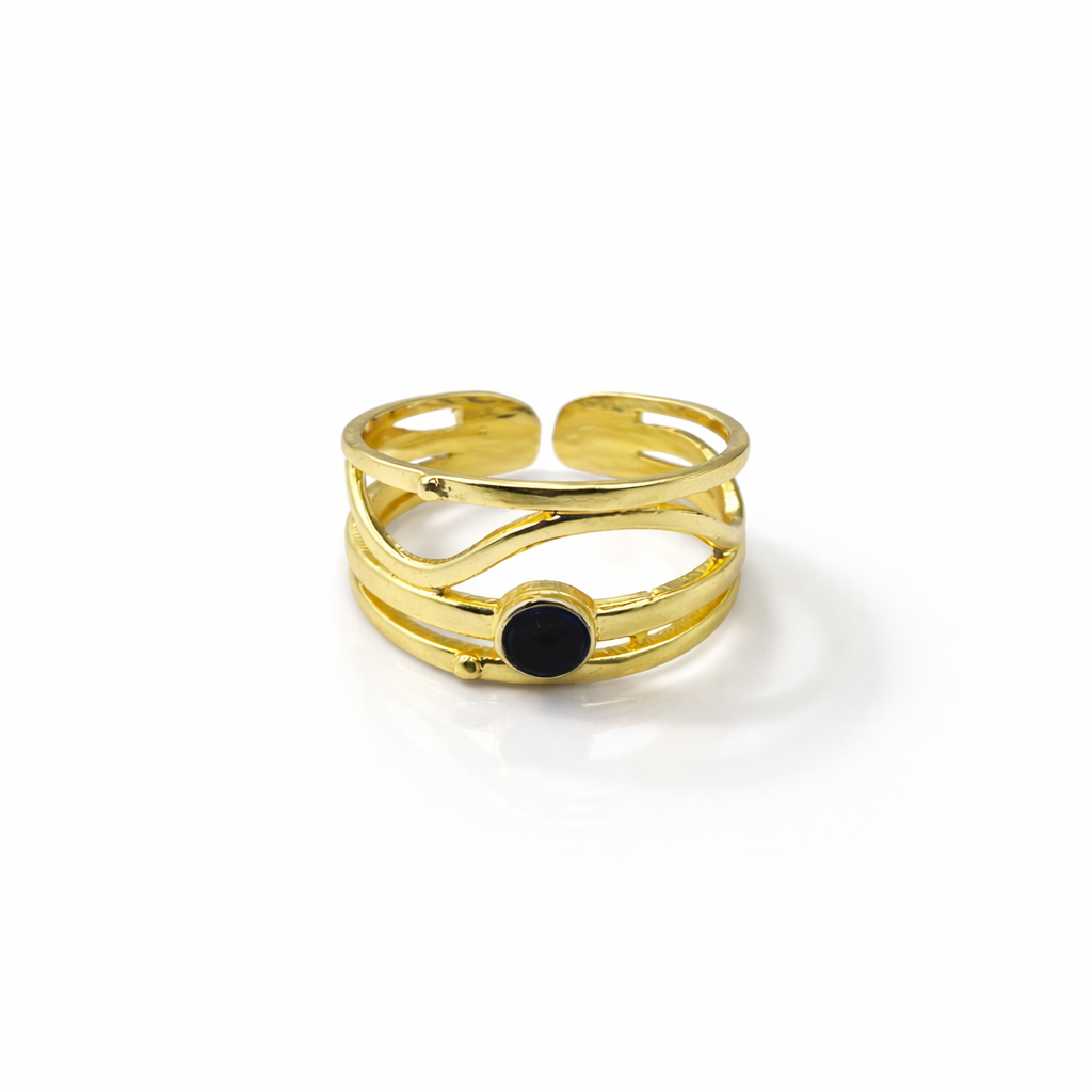 Gold Multi Band Open Ring Elegant Layered Modern Statement Jewelry