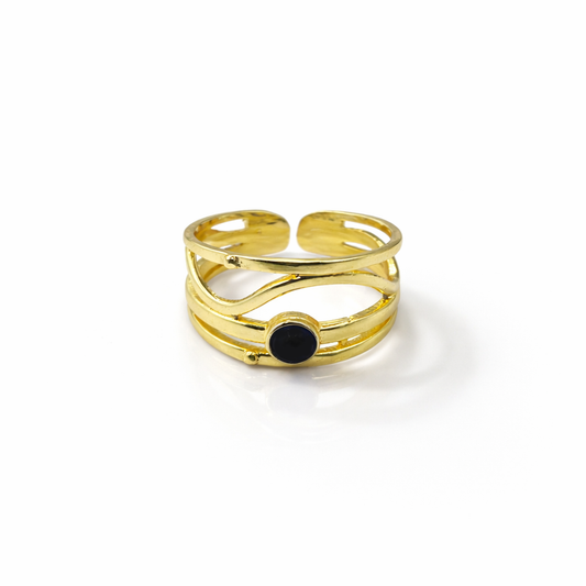 Gold Multi Band Open Ring Elegant Layered Modern Statement Jewelry