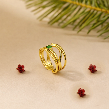 Gold Multi Band Open Ring Elegant Layered Modern Statement Jewelry