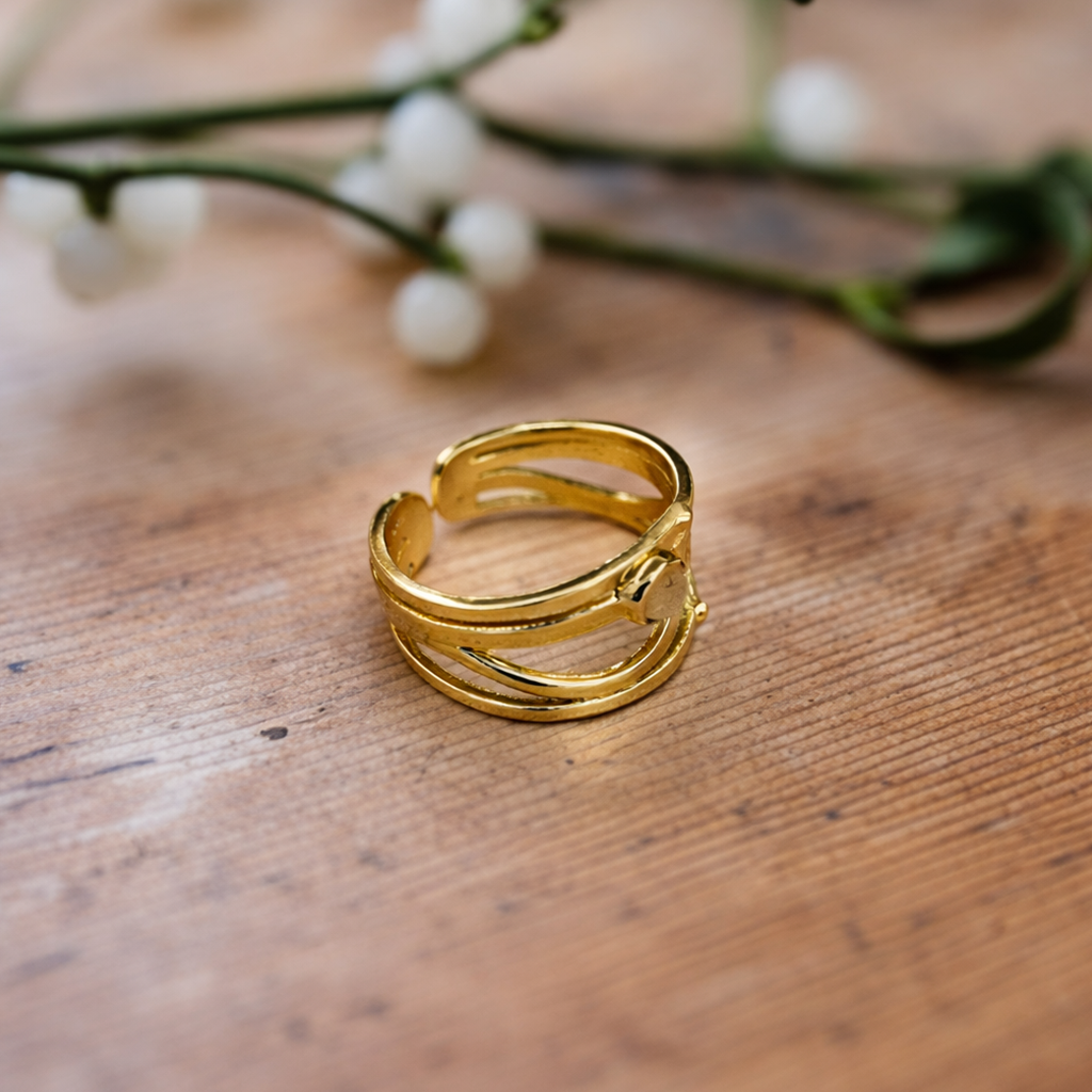 Gold Multi Band Open Ring Elegant Layered Modern Statement Jewelry