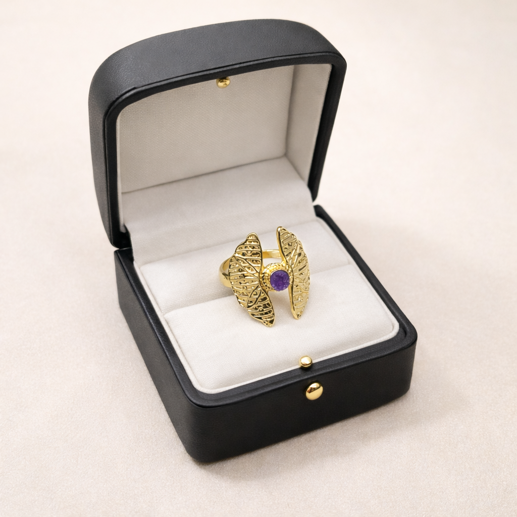 Gold Leaf Design Statement Ring Open Style Nature Inspired Jewelry