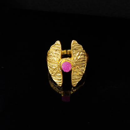 Gold Leaf Design Statement Ring Open Style Nature Inspired Jewelry