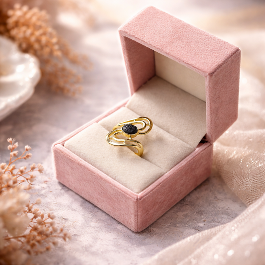 Gold Abstract Loop Design Ring Elegant Open Frame Statement Ring