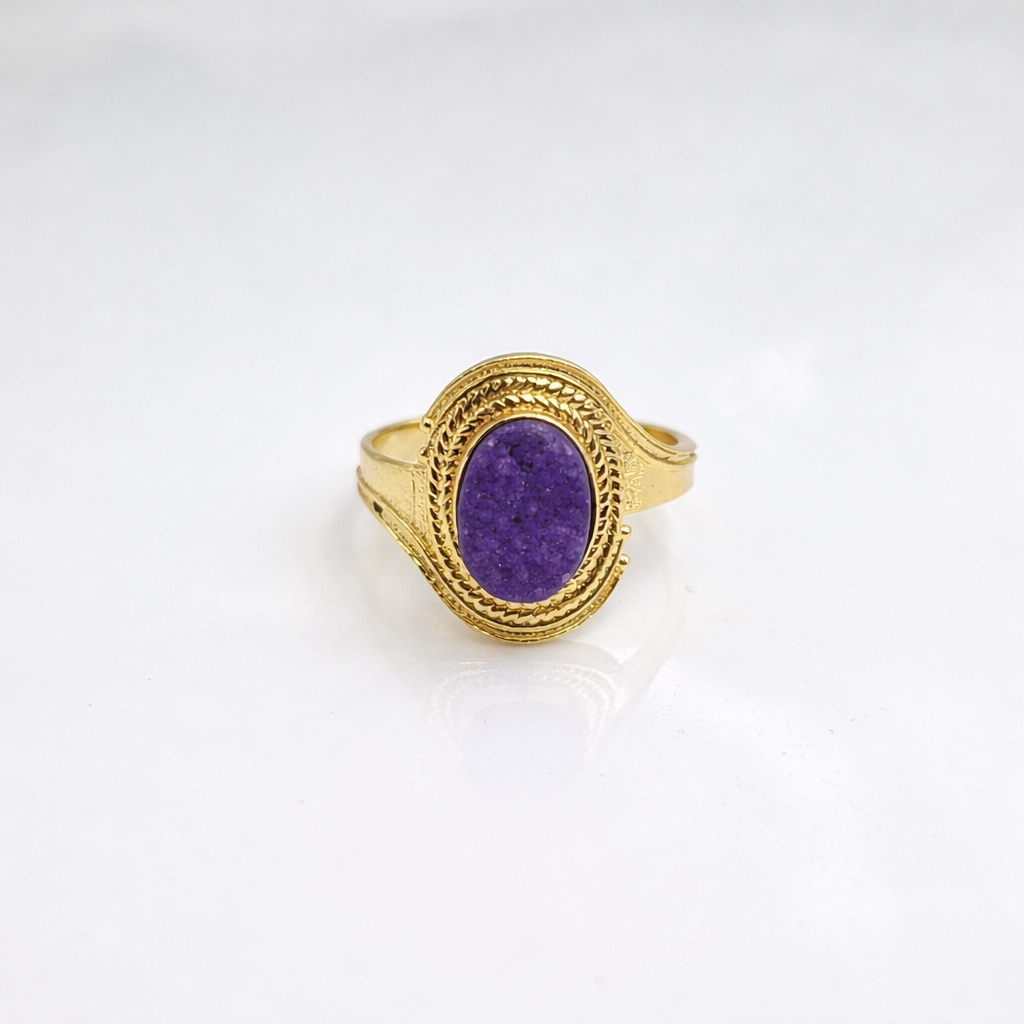 Gold Bold Dome Design Ring Textured Statement Ring