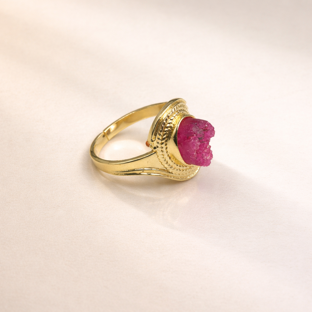 Gold Bold Dome Design Ring Textured Statement Ring