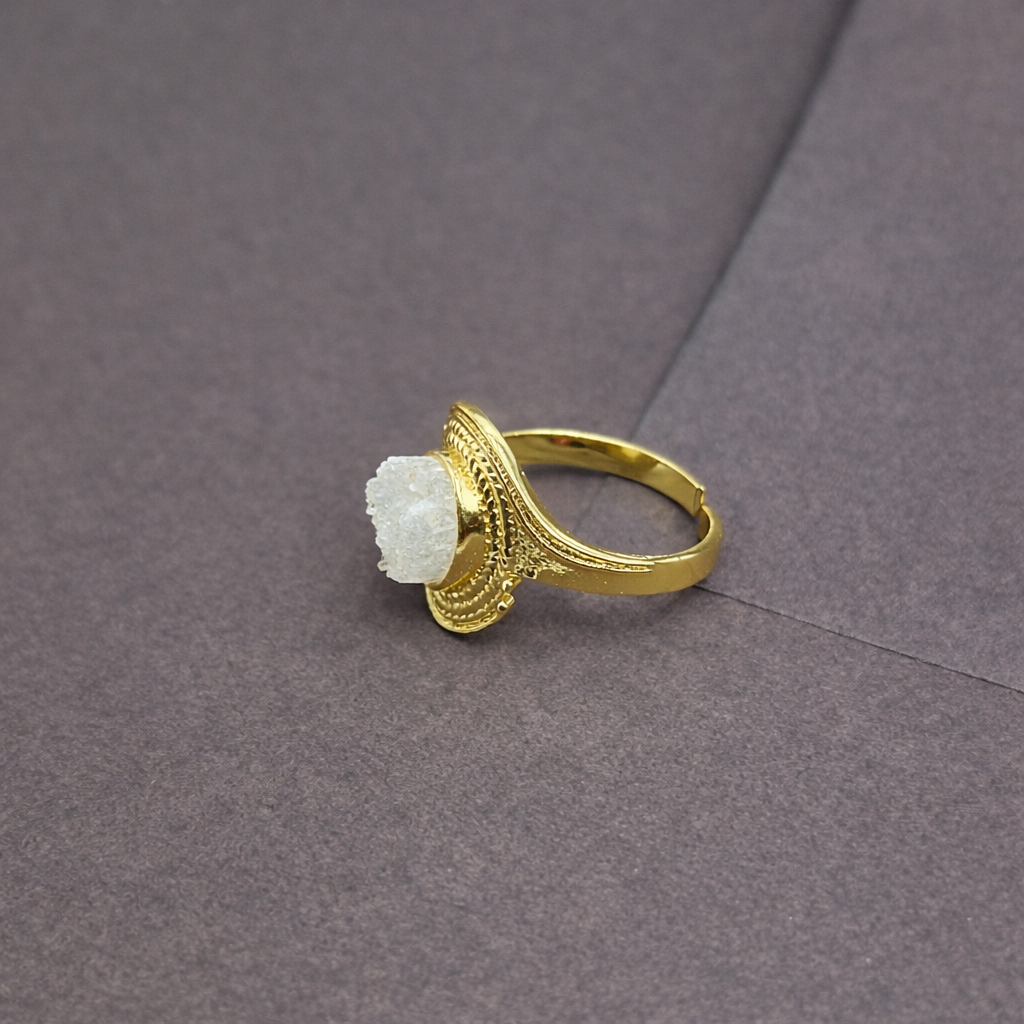 Gold Bold Dome Design Ring Textured Statement Ring