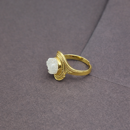 Gold Bold Dome Design Ring Textured Statement Ring