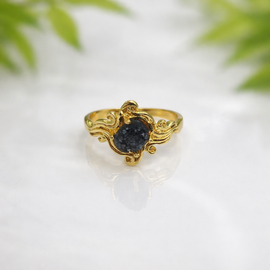 Gold Floral Vintage Design Ring Elegant Artistic Statement Ring