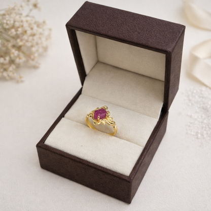Gold Floral Vintage Design Ring Elegant Artistic Statement Ring