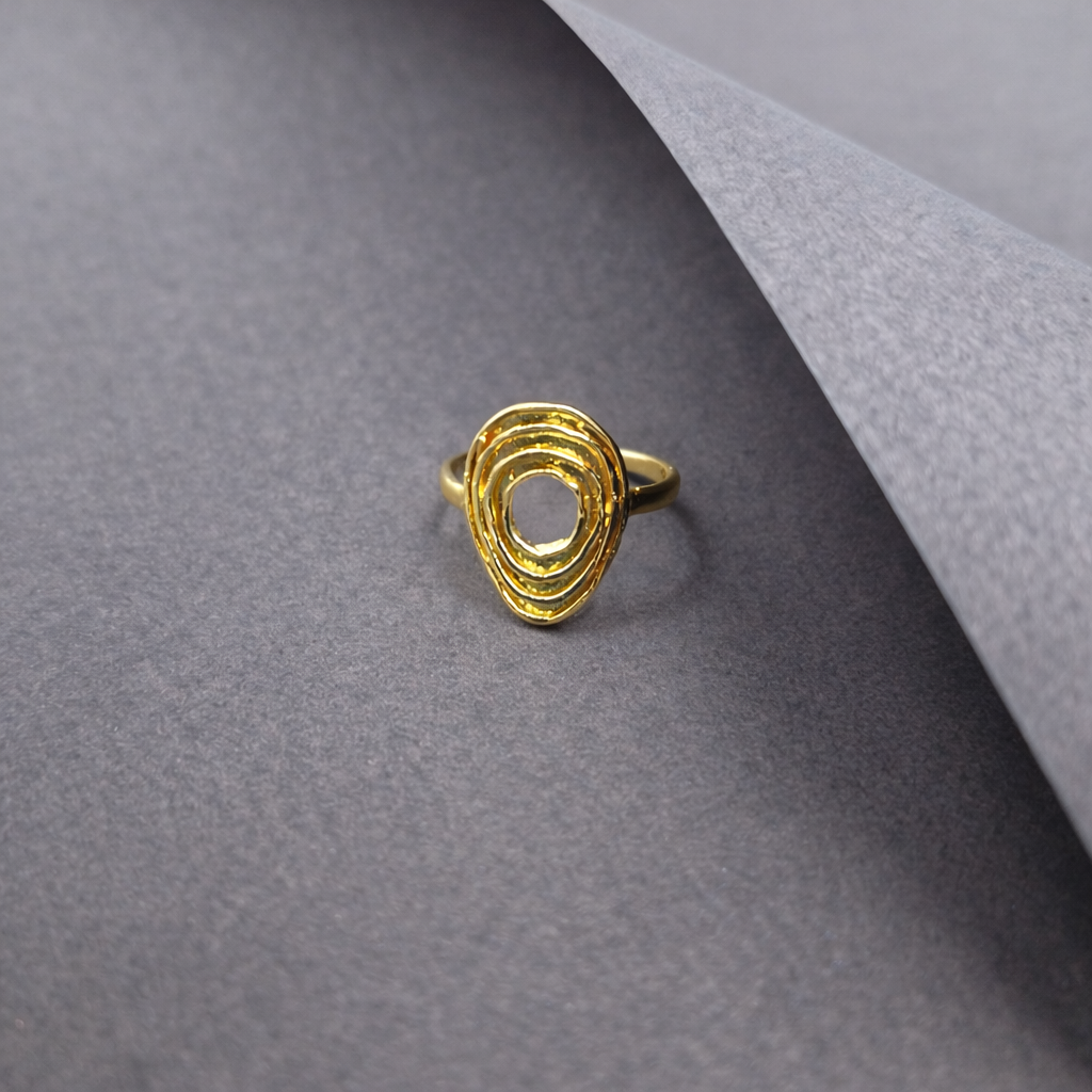 Gold Layered Oval Spiral Ring Modern Minimal Abstract Ring for Women RIN19-GLD