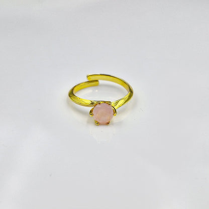Gold Minimal Open Band Ring Classic Solitaire Style Elegant Adjustable Ring