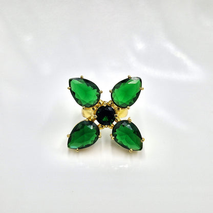 Gold Floral Statement Ring Elegant Petal Design Bold Cocktail Ring for Women RIN26-GLD