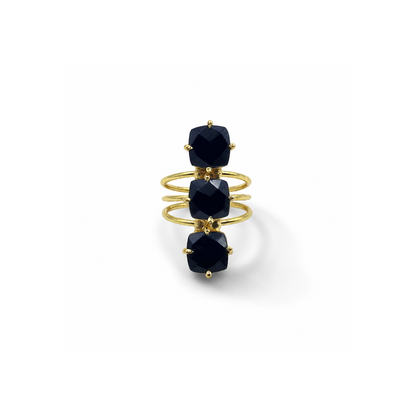 Gold Plated Triple Statement Adjustable Ring for Women RIN29-GLD