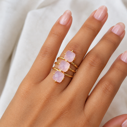 Gold Plated Triple Statement Adjustable Ring for Women RIN29-GLD