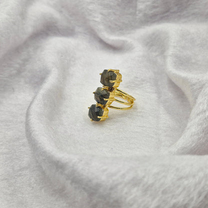 Gold Plated Triple Statement Adjustable Ring for Women RIN29-GLD
