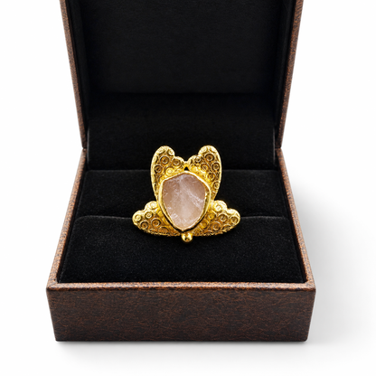 Boho Gold Plated Floral Statement Ring Adjustable Artisan Ring RIN30-GLD