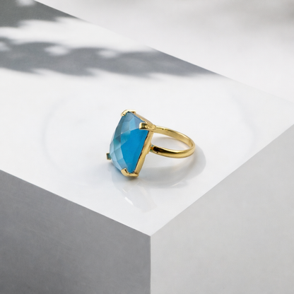 Gold Plated Adjustable Geometric Statement Ring for Women RIN31-GLD