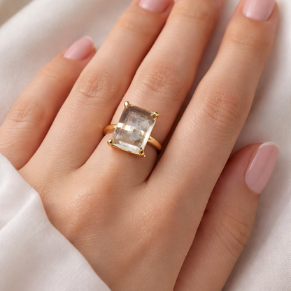 Gold Plated Adjustable Geometric Statement Ring for Women RIN31-GLD