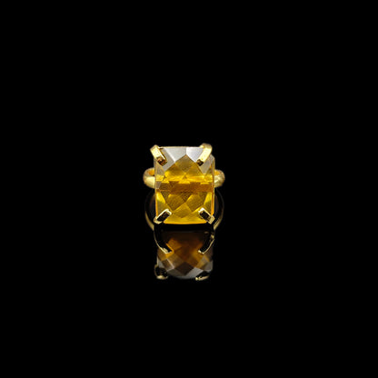Gold Plated Adjustable Geometric Statement Ring for Women RIN31-GLD