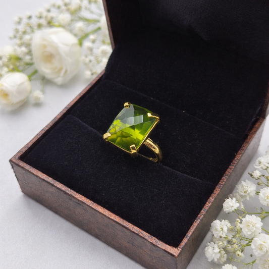 Gold Plated Adjustable Geometric Statement Ring for Women RIN31-GLD