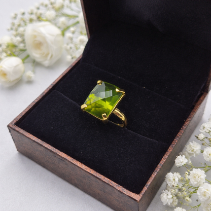 Gold Plated Adjustable Geometric Statement Ring for Women RIN31-GLD