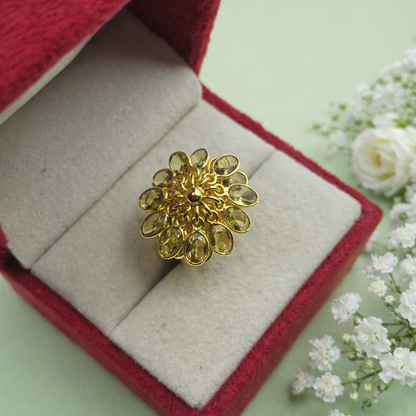 Gold Plated Adjustable Birthstone Charm Ring for Women RIN33-GLD