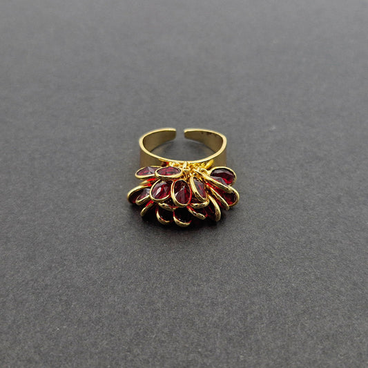 Gold Plated Adjustable Birthstone Charm Ring for Women RIN33-GLD