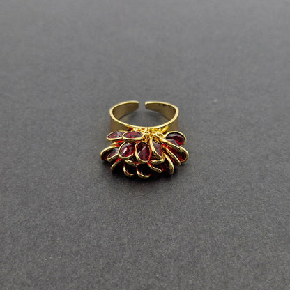 Gold Plated Adjustable Birthstone Charm Ring for Women RIN33-GLD