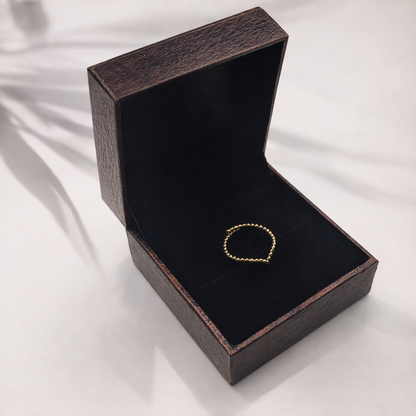 Gold Plated Adjustable Beaded V Ring for Women RIN34-GLD