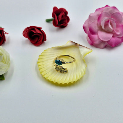Gold Plated Adjustable Leaf Wrap Ring for Women RIN36-GLD