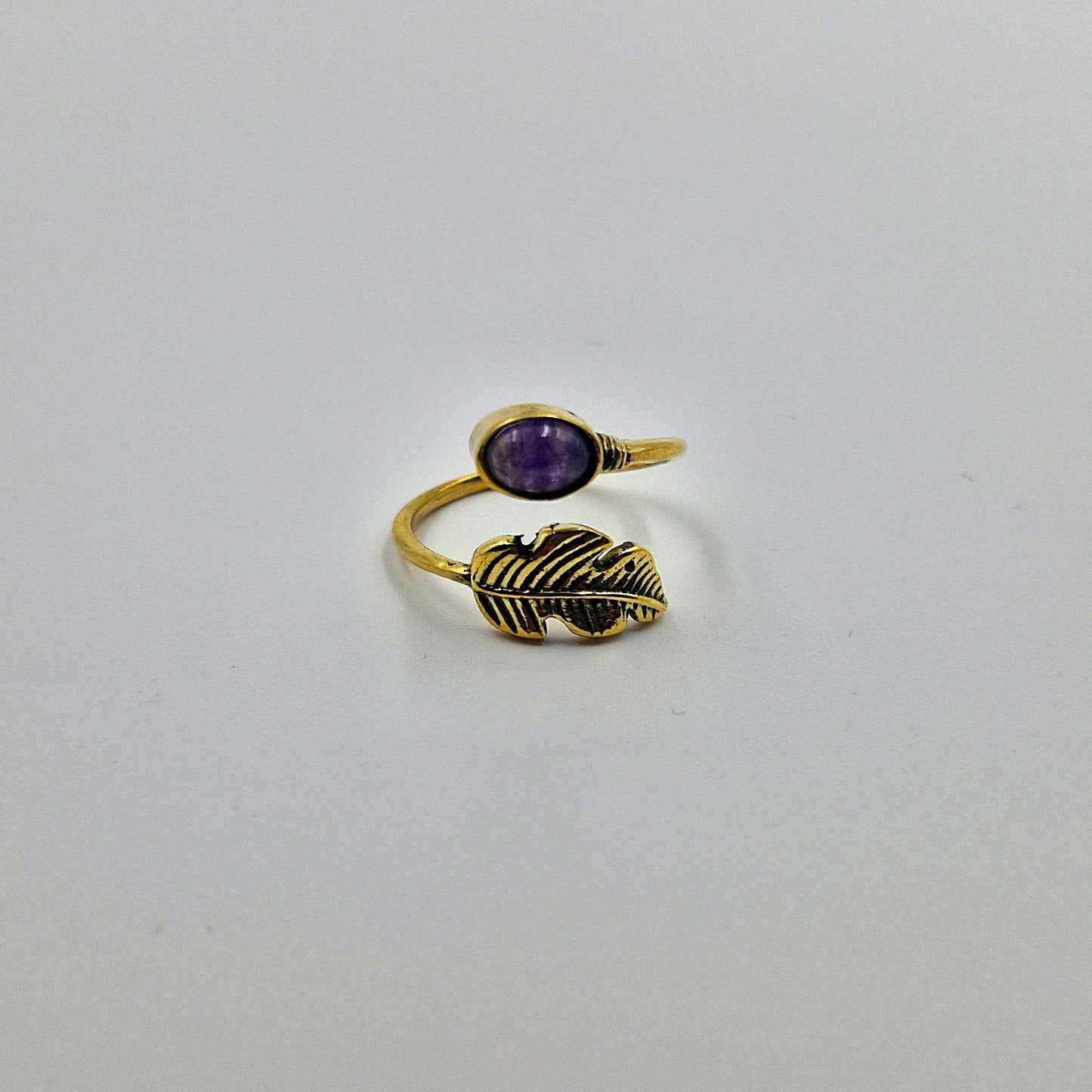 Gold Plated Adjustable Leaf Wrap Ring for Women RIN36-GLD