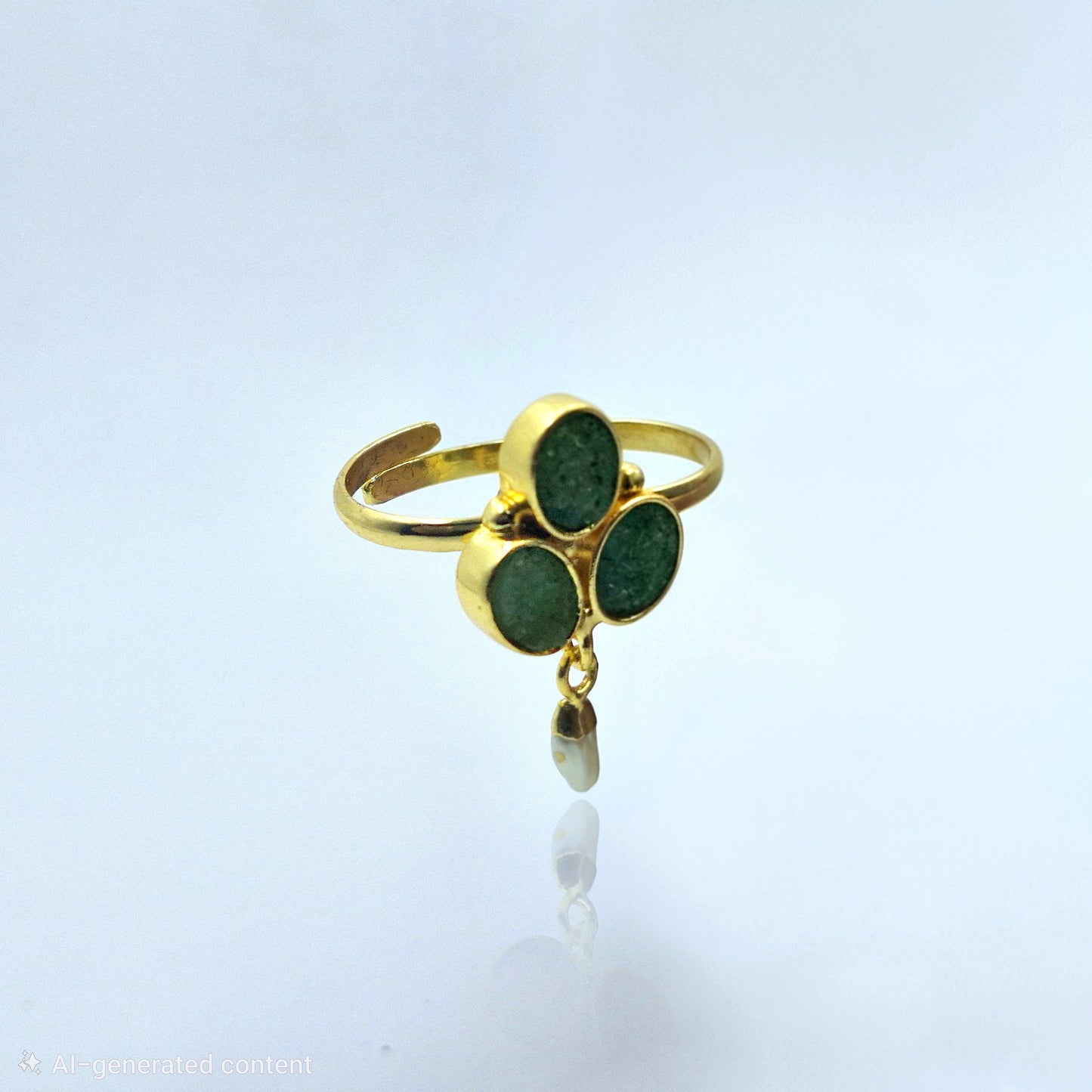 Gold Plated Adjustable Dangle Statement Ring for Women RIN37-GLD