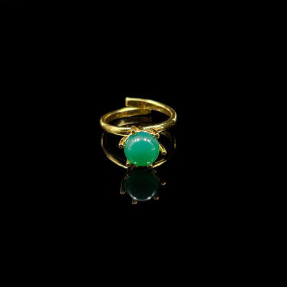 Gold Plated Adjustable Solitaire Statement Ring for Women RIN38-GLD