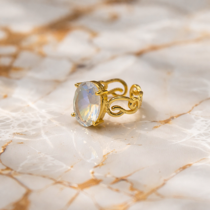 Gold Plated Adjustable Vintage Scrollwork Statement Ring RIN40-GLD