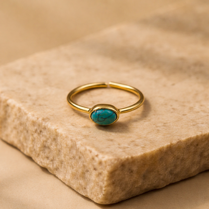 Gold Plated Adjustable Minimalist Oval Ring for Women RIN43-GLD