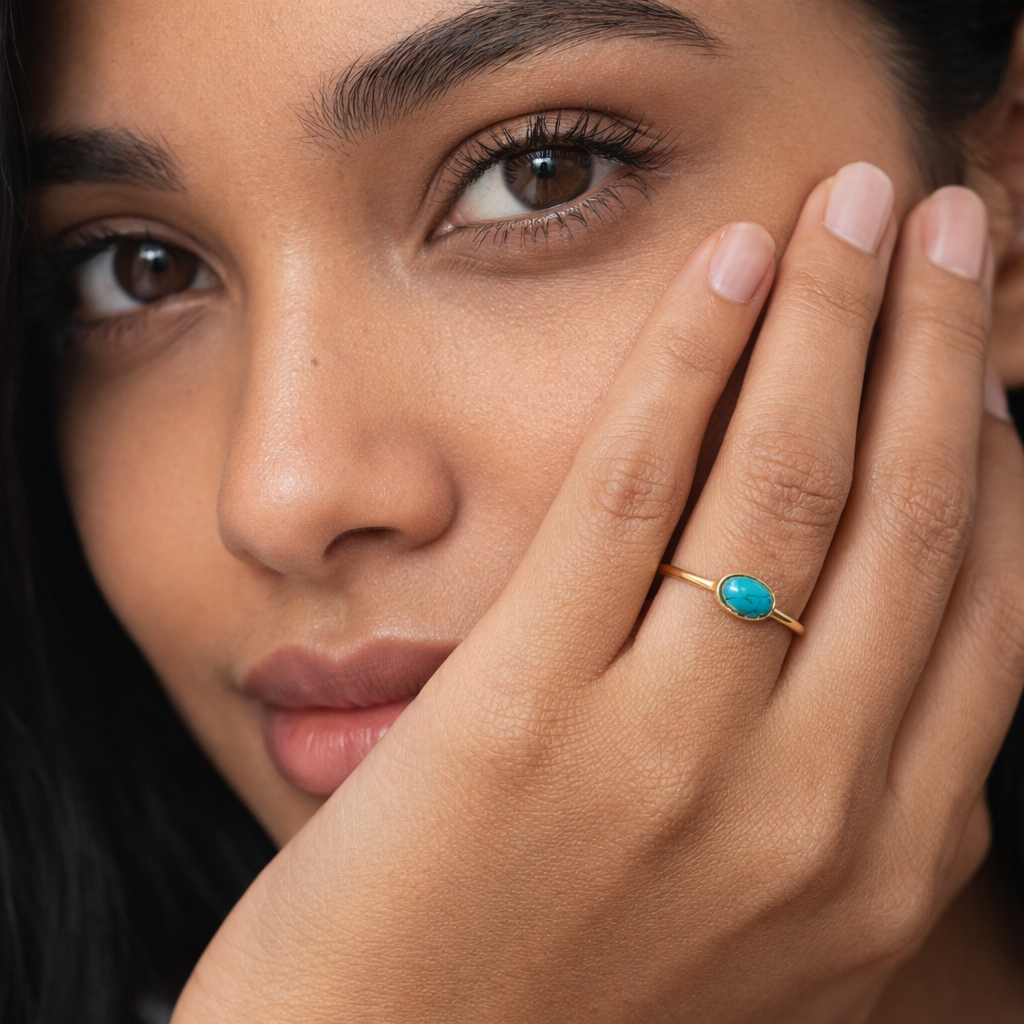 Gold Plated Adjustable Minimalist Oval Ring for Women RIN43-GLD