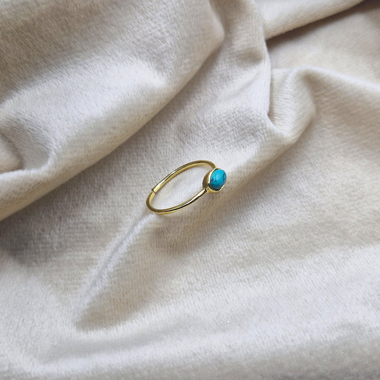 Gold Plated Adjustable Minimalist Oval Ring for Women RIN43-GLD