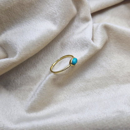 Gold Plated Adjustable Minimalist Oval Ring for Women RIN43-GLD